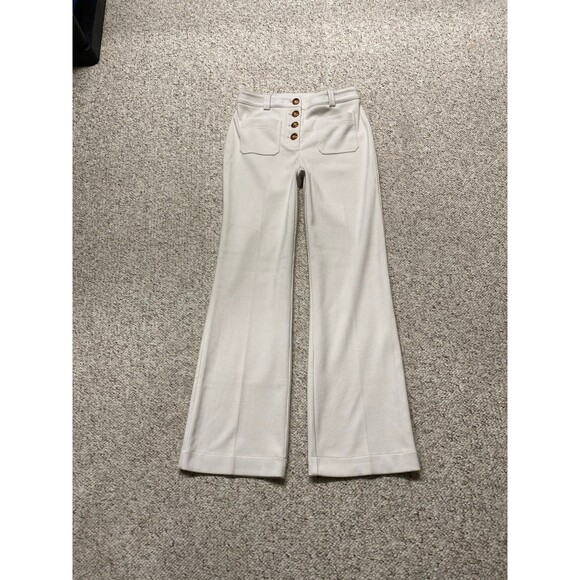 Joie 70's Vibe Soft Corduroy High Rise Patch Pocket Flare Leg Pants Off White 6 - Picture 3 of 12